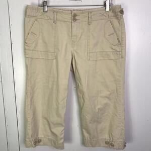 Vintage Lucky Brand Pants Womens 14 32 Dungarees Capris Tan Y2K Retro Mom
